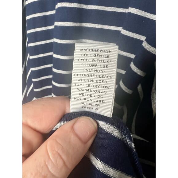Stylus Women's Navy Blue and Gray Striped Long Sleeve Casual Short Dress XL - Picture 7 of 8